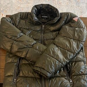 GUESS Men's Dark Green Puffer Jacket